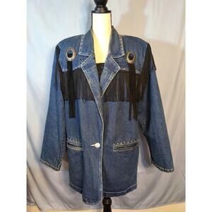 Vintage 80s Next Move Denim Jacket With Fringe